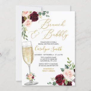 Invitación Brunéi Floral Rosa Y Ducha Brillante De Bóveda