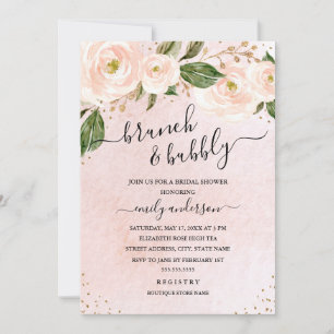 Invitación Brunéi Floral Rosa Y Ducha Brillante De Bóveda