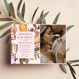 Invitación Brunéi Floral Y Ducha Bridal Bubbly