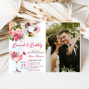 Invitación Brunéi Floral Y Ducha Bridal Bubbly