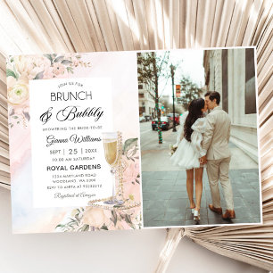 Invitación Brunéi Floral Y Ducha Bridal Bubbly