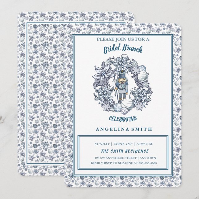 Invitación Brunéi Nodal Wreath de los Navidades blancos (Anverso / Reverso)