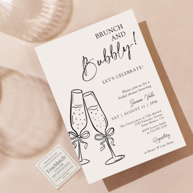 Invitación Brunéi y Bubbly Champagne Black Bow Bridal Shower (Subido por el creador)