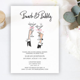 Invitación Brunéi y Bubbly Champagne ducha de novias rosadas