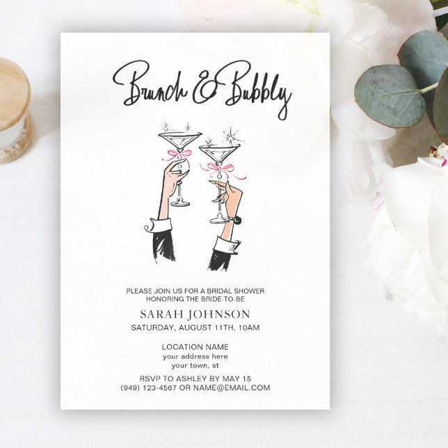 Invitación Brunéi y Bubbly Champagne ducha de novias rosadas (Subido por el creador)