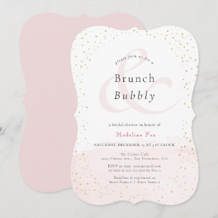 Invitación Brunéi y burbuja Rubor rosa x ducha de novia dorad
