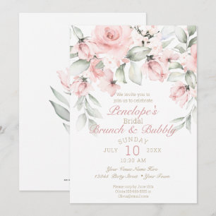 Invitación Brunéi y burbuja Rubor Roses rosados ducha de novi