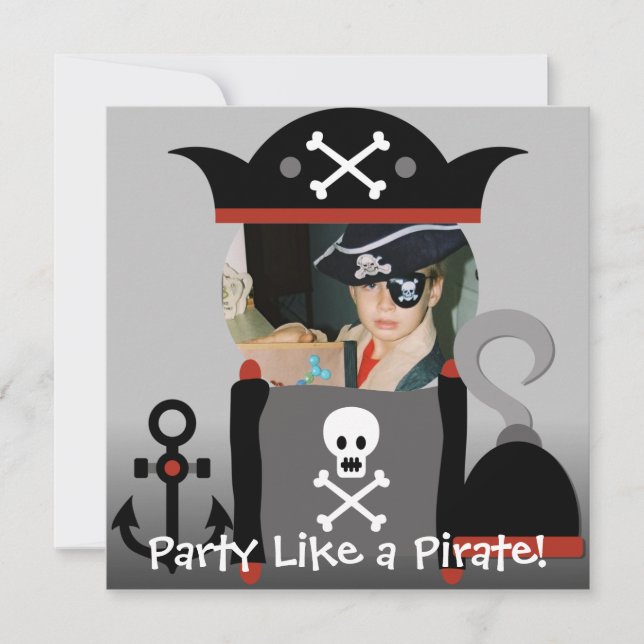 Invitación Brunette Boy Fiesta Like a Pirate Birthday invita (Anverso)