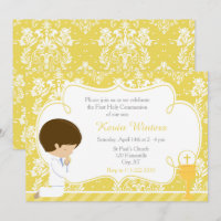 Brunette Boy First Communition Damask
