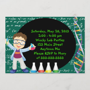 Invitación Brunette Boy Scientist cumpleaños fiesta de cumple