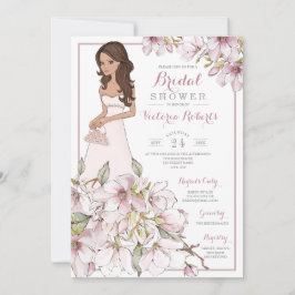 Invitación Brunette Bride Floral Bridal Shower
