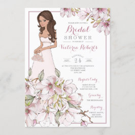 Invitación Brunette Bride Floral Bridal Shower