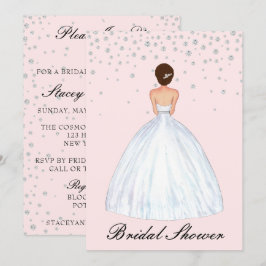 Invitación Brunette Bride Ilustracion Diamond Bridal Shower