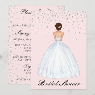 Invitación Brunette Bride Ilustracion Diamond Bridal Shower