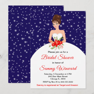 Invitación Brunette Bride Snowflake Naval Bridal Shower