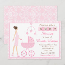 Brunette de Damask Rosa Esperando Baby Shower Chic