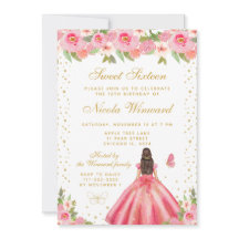 Brunette de pelo floral rosa Princesa Sweet Sixtee