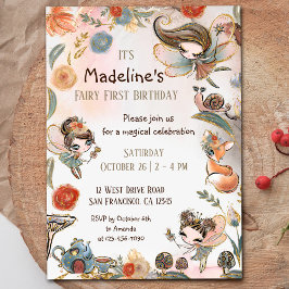 Invitación Brunette Fairy Birthday Enchanted Forest Fiesta