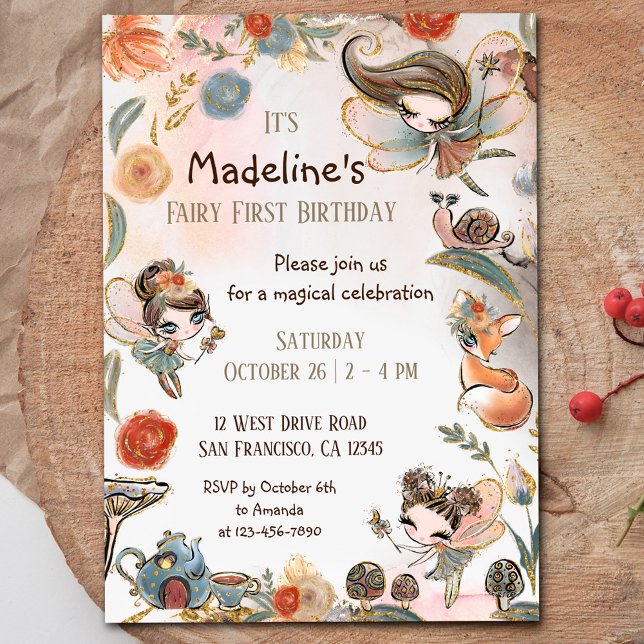 Invitación Brunette Fairy Birthday Enchanted Forest Fiesta (Subido por el creador)