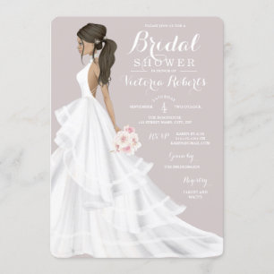 Invitación Brunette Glam Bride Boda Gown Bridal Shower