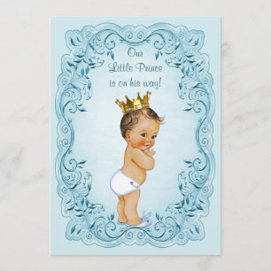Invitación Brunette Little Prince Blue deja Baby Shower