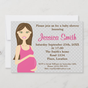 Invitación Brunette Mujer Embarazada En Baby Shower Vestido D