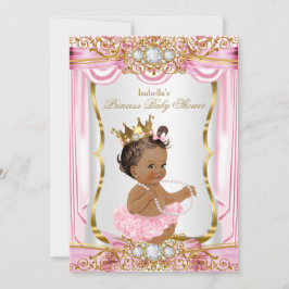 Invitación Brunette Princess Baby Shower Seda rosa oscuro