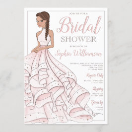 Invitación Brunette Purpurina Glam Bride Bridal Shower