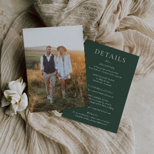 Invitación BRUNSWICK Green Boda Photo Details Card