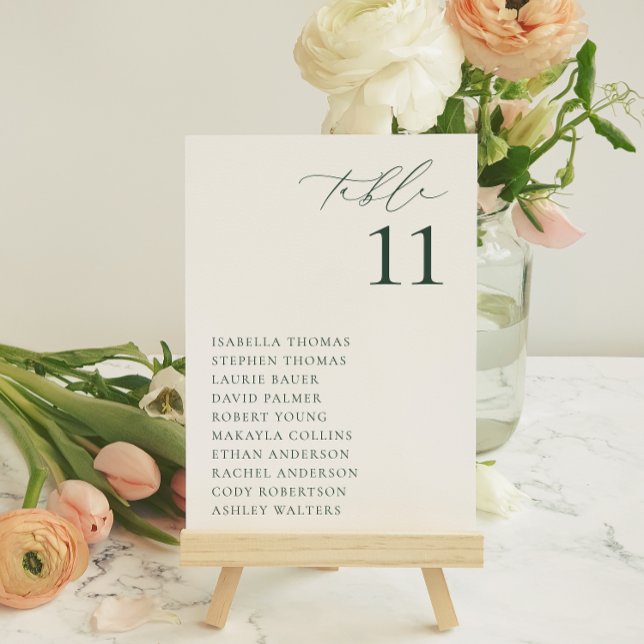 Invitación BRUNSWICK Green Seating Table Number Card (Subido por el creador)