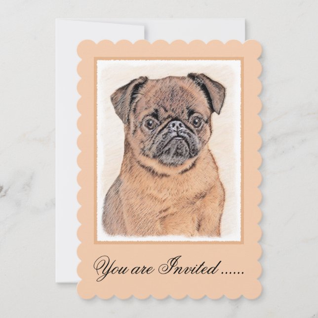 Invitación Bruselas Griffon Smooth Painting Original Dog Art (Anverso)