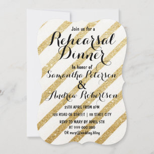 Invitación Brushstrokes modernos rayas de oro prueba cena