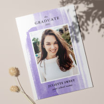 Brushstrokes | Purple Photo Girly Graduation
