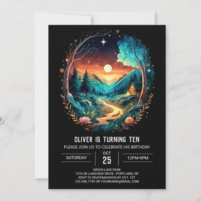 Invitación Brushwood Adventure espera el cumpleaños de Wonder (Anverso)