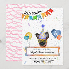 Invitación Brussels Griffon Deja que Pawty Perro Cumpleaños F
