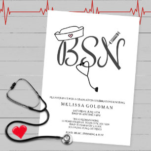 Invitación BSN RN de graduación de enfermeras invita simpleme