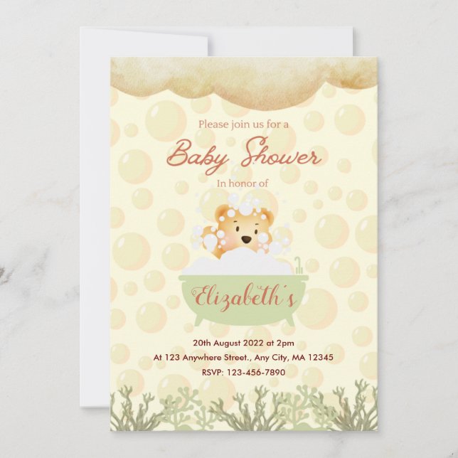 Invitación Bubble Bath Baby Shower (Anverso)