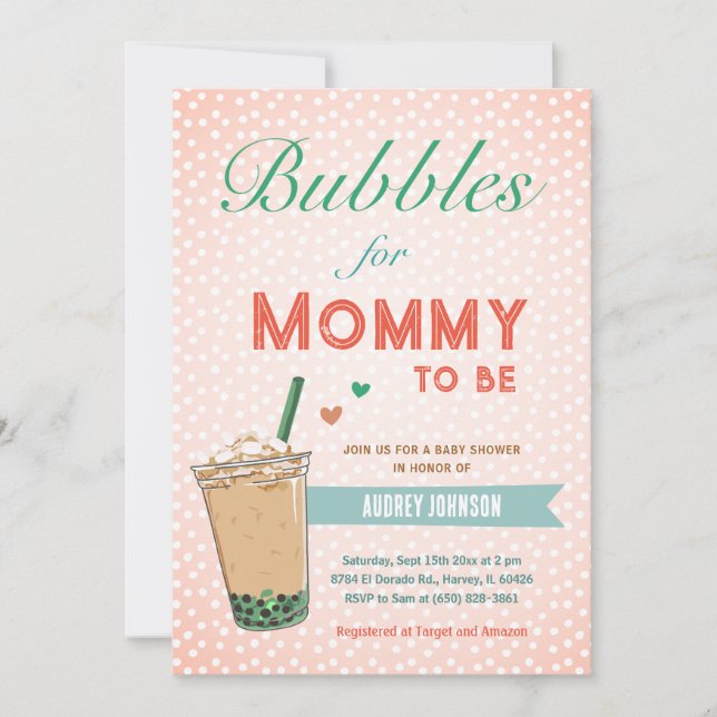 Invitación Bubble Boba Tea Baby Shower Kpop Cute Moda de moda (Anverso)