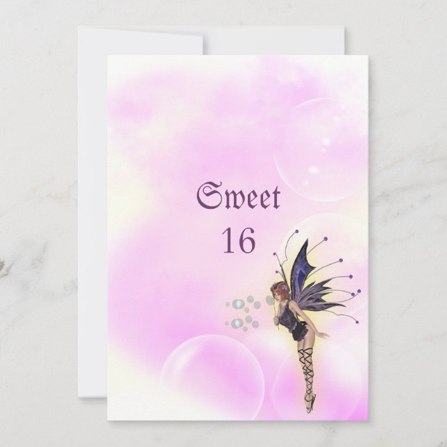 Invitación Bubble Fairy Fantasy Sweet 16 Cumpleaños (Anverso)