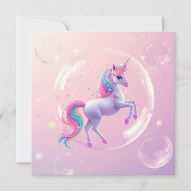 Invitación Bubble Unicorn (Anverso)