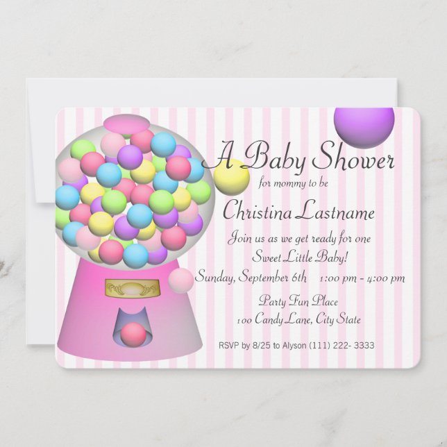 Invitación Bubblegum Baby Shower (Anverso)