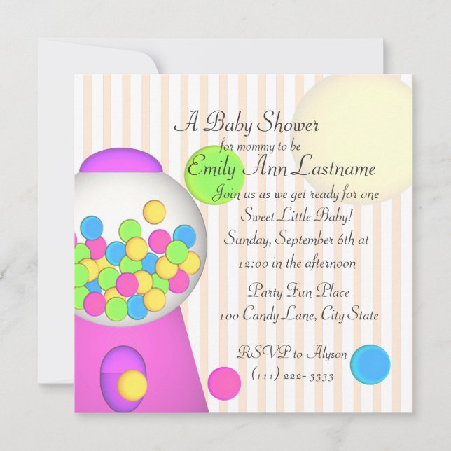 Invitación Bubblegum Baby Shower (Anverso)