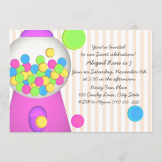 Invitación Bubblegum Candy Cumpleaños