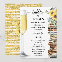 Invitación Bubbles & Book Before I do Sunflower Bridal Shower