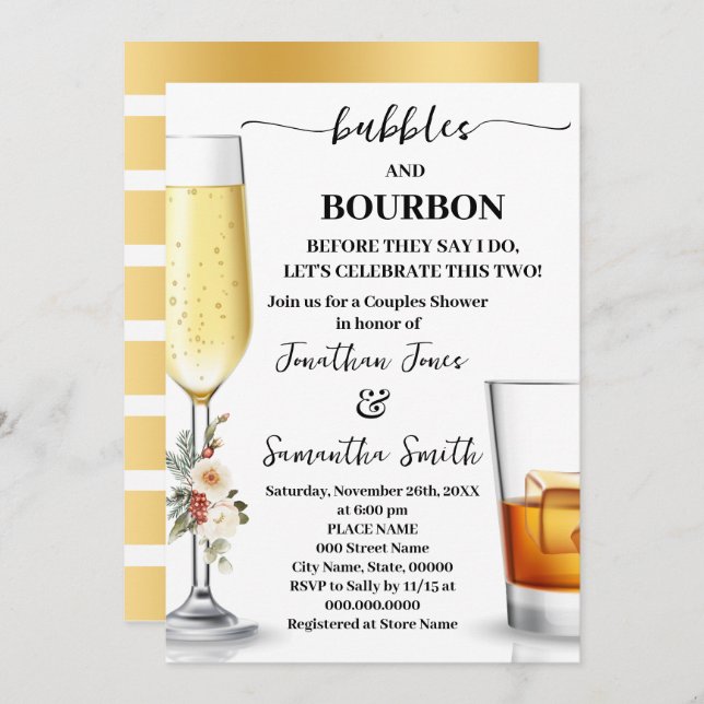 Invitación Bubbles & Bourbon Before I do Winter Shower (Anverso / Reverso)