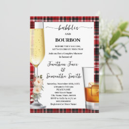 Invitación Bubbles & Bourbon Winter Buffalo Plaid Shower