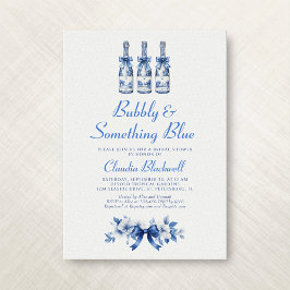 Invitación Bubbly Algo Azul Chinoiserie Bridal Shower