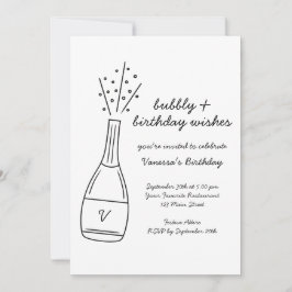 Invitación Bubbly Birthday Wike Popping Champagne Bottle