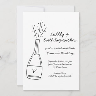 Invitación Bubbly Birthday Wike Popping Champagne Bottle