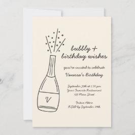 Invitación Bubbly Birthday Wike Popping Champagne Bottle